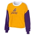 thumbnail image 2 of Women's WEAR by Erin Andrews Heather Gold Los Angeles Lakers Mixed Letter Cropped Pullover Sweatshirt, 2 of 3
