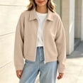 thumbnail image 4 of Mifsaly Womens Cropped Bomber Jackets Zip Up Collared Sweatshirts Jacket Fall Winter Fashion Going Out Athletic Outerwear with Pockets, 4 of 8