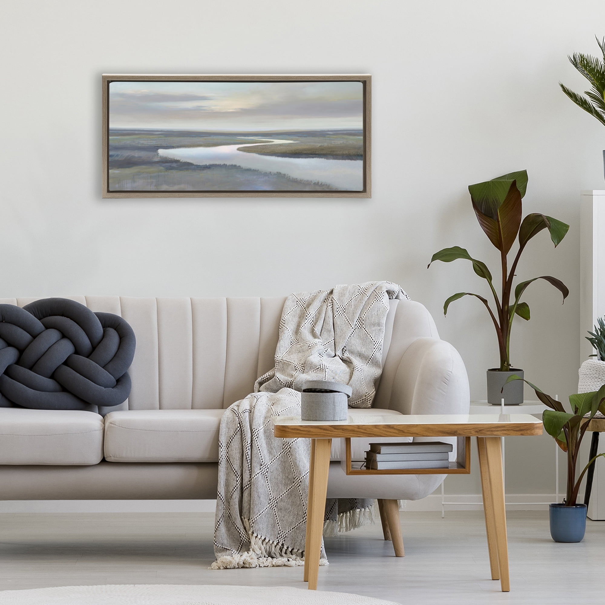 Stupell Industries Foggy Riverbend Atmosphere Brown Framed Floater Canvas Wall Art, design by Christy McKee