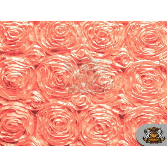 Rosette Satin Fabric CORAL / 54" Wide / Sold by the yard