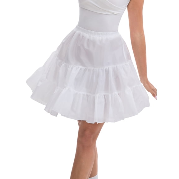 INSPIRE CHIC Women's Length Crinoline Prom Evening Wedding Dress Petticoats Underskirt Tutu Half Slips S White 50cm