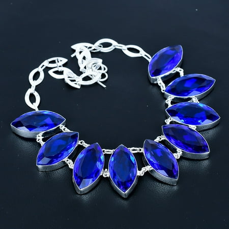 Tanzanite Quartz Gemstone Gift 925 Sterling Silver Jewelry Necklace 18" VJ 1304