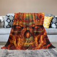 thumbnail image 2 of Orinice Flaming Skull Super Soft Plush Throw Blanket Decorative Fuzzy Warm Cozy Fur Throws for Sofa, Couch, Chair, Anti-Pilling Quality Washable Bed Blanket,  60x80in, 2 of 6