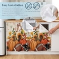 thumbnail image 5 of Pumpkin Football Fall Cabinet Curtain 35"Wx35"L,Dustproof Under Sink Skirt W/ Self Adhesive Tape,Thanksgiving Sunflower Maple Beige Cabinet Curtain Cover for Kitchen Sink,Bathroom Vanity,Laundry Room, 5 of 9
