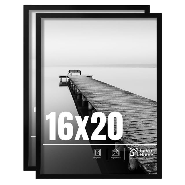 Marco de fotos LaVie Home 16 x 20, marco de fotos negro, paquete de 2