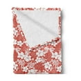 thumbnail image 2 of Luau Soft Flannel Fleece Blanket, Hawaiian Hibiscus Florets Bouquet Summer Petals Exotic Beauty Wildflowers Print, Cozy Plush for Indoor and Outdoor Use, 60" x 80", Vermilion White, by Ambesonne, 2 of 5