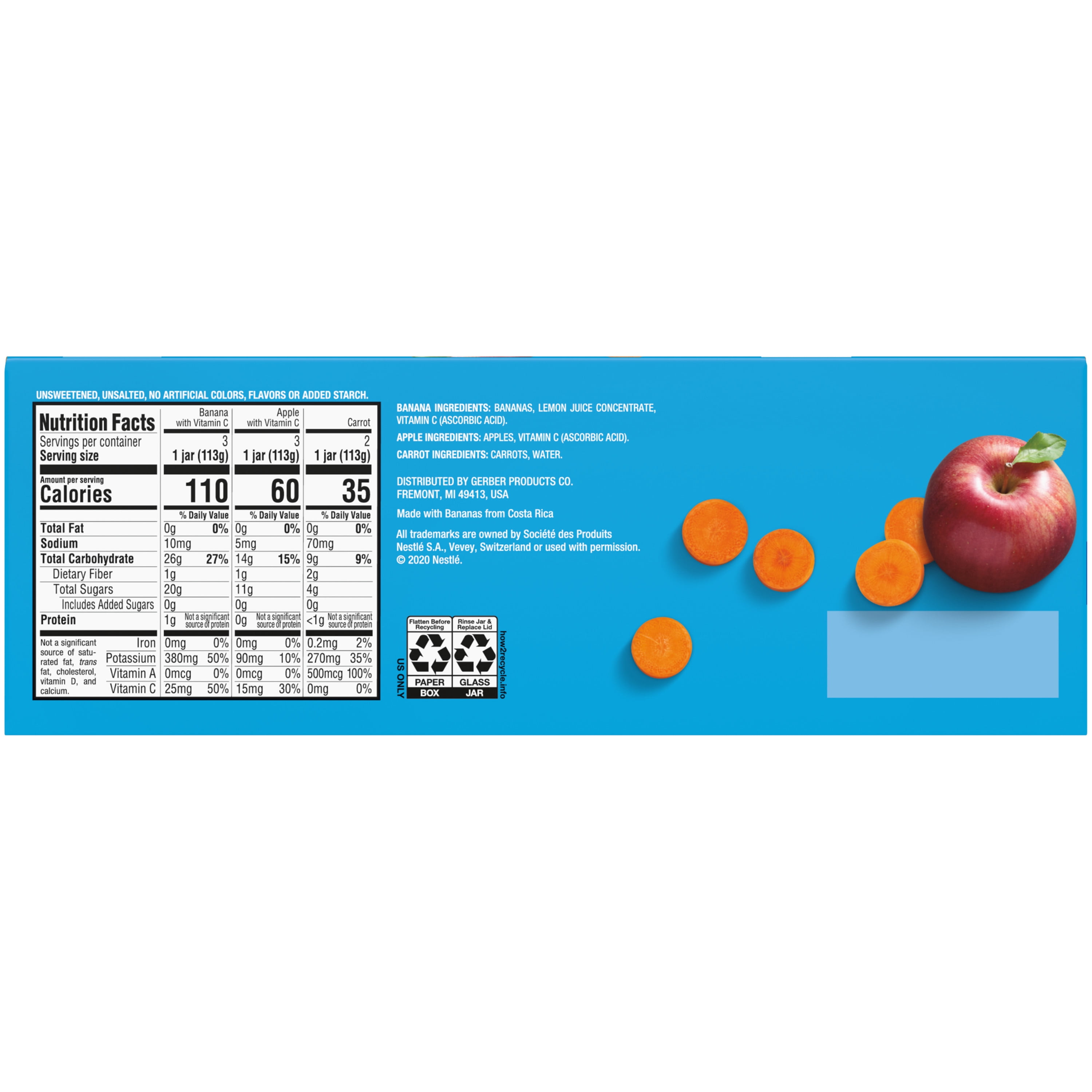 (Pack of 8) Gerber 1st Foods Natural Fruit & Veggie Variety Pack, 4 Oz Jars