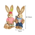 thumbnail image 2 of Set of 2 Rustic Straw Easter Bunnies – 14" Hand-Woven Standing Rabbits Figurines – Natural Spring Decor for Dining Table, Porch & Entryway  Style G, 2 of 6