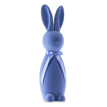 Way to Celebrate Easter Flocked Bunny Decor, Periwinkle Blue, 27"
