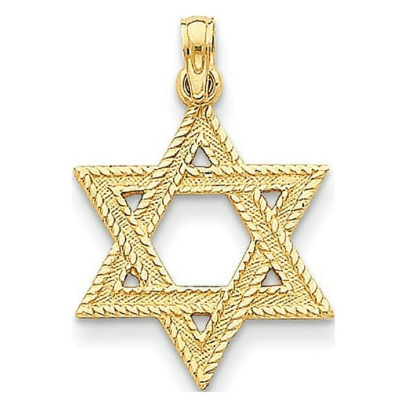 14k Yellow Gold Star of David Pendant - 1.1 Grams - Measures 19x17mm