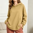 thumbnail image 2 of Essentials Hoodie Zaewscy Women's /Winter Casual Solid-Color Long-Sleeve Hooded Sweatshirt With Pockets Khaki L, 2 of 9