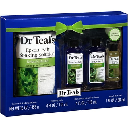 Dr Teal's Relax & Relief Eucalyptus Spearmint Bath Gift Set, 4 piece