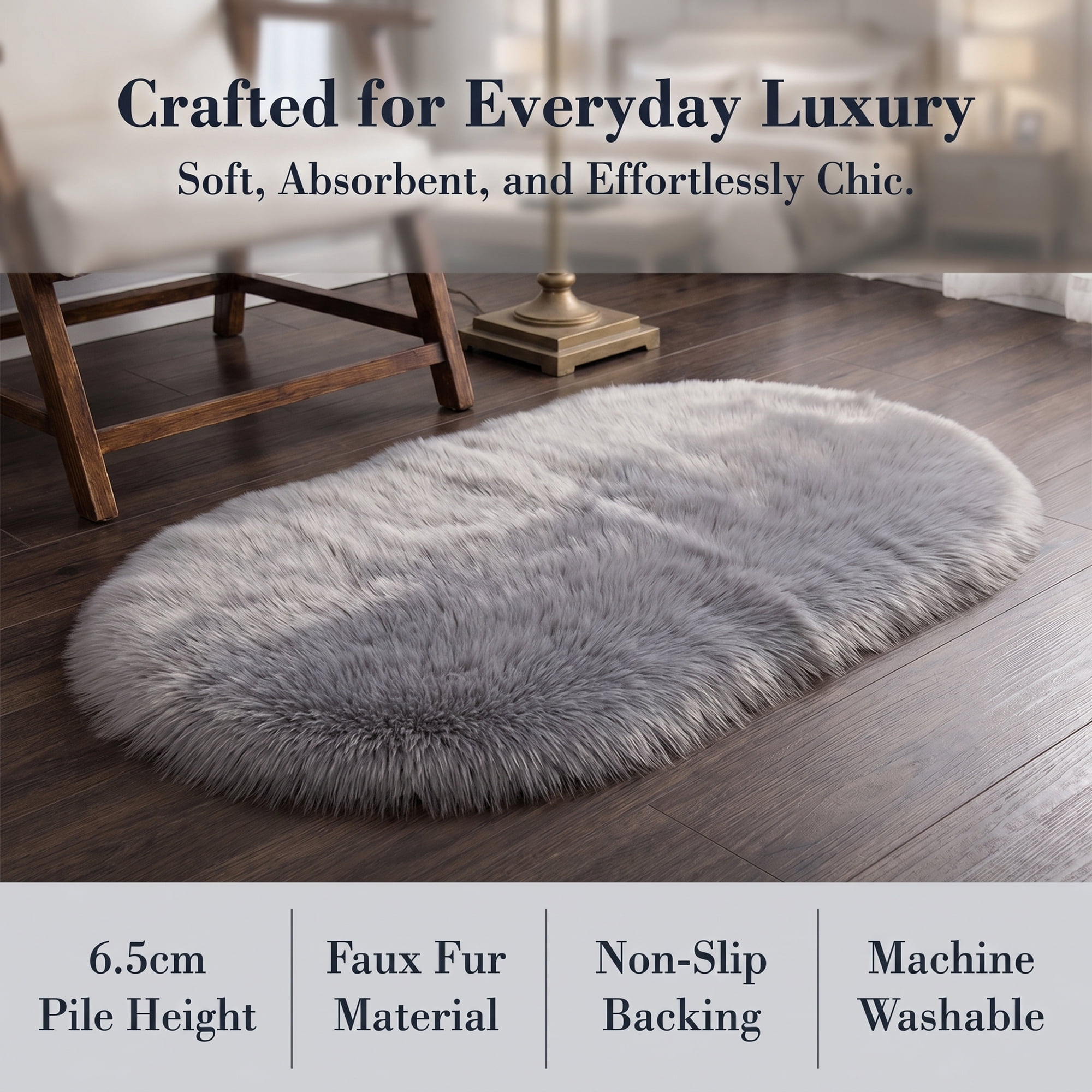 Unique Bargains Shaggy Area Rug Ultra Fluffy Non-Slip Fuzzy Carpet 35" x 24" Light Gray