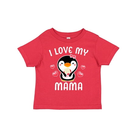 

Inktastic I Love My Mama with Cute Penguin and Hearts Gift Toddler Toddler Girl T-Shirt