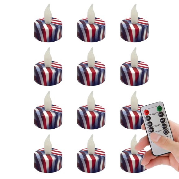 Mosaic Handmade LED Tealight Candles with Remote, Printed Flameless Tea Light for Home Dcor, 2.2 Inch Diameter LED Flameless Candle,12pcs