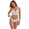 thumbnail image 4 of DARING DIVA Women's Lace Trim Cotton Ribbed Hipster Mid Waisted Panty S White, 4 of 6