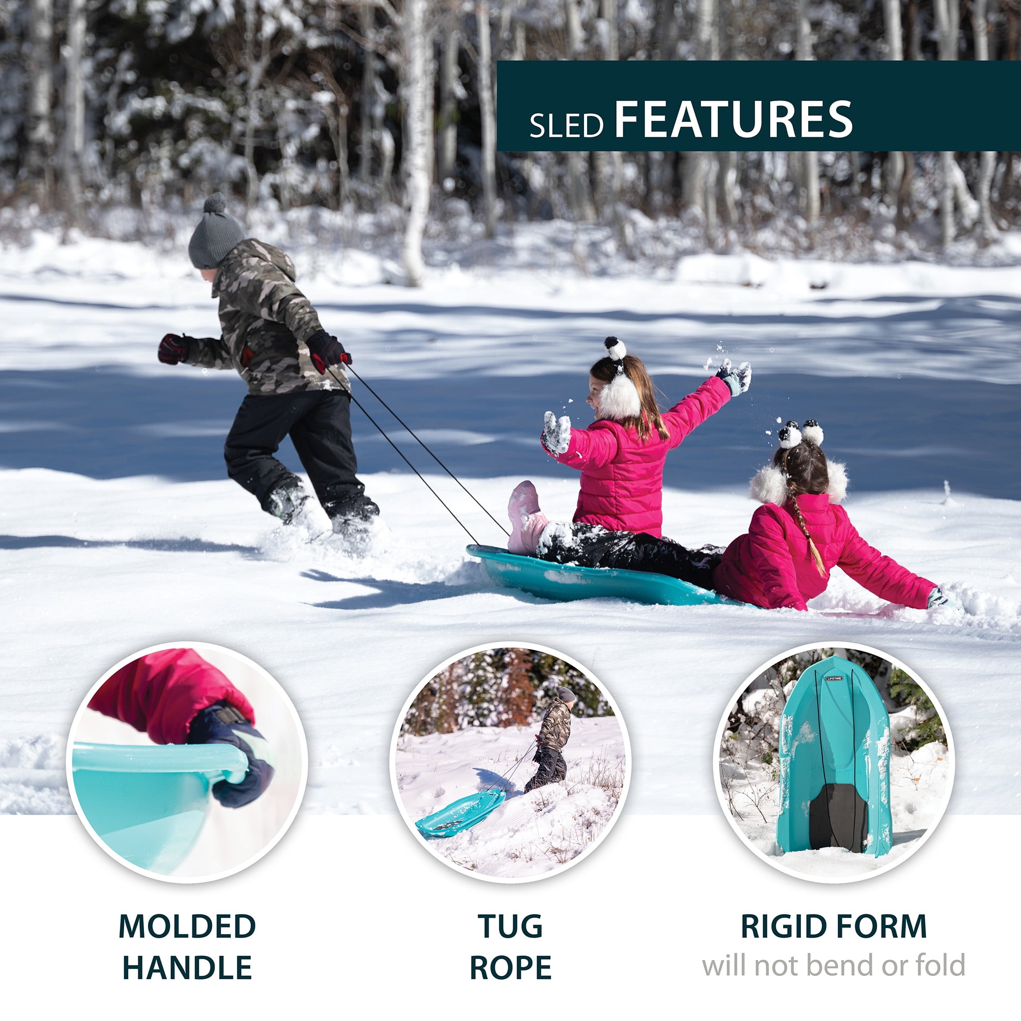 Lifetime 48 inch Premium Snow Sled 2-Pack, Aqua Blue (91141)