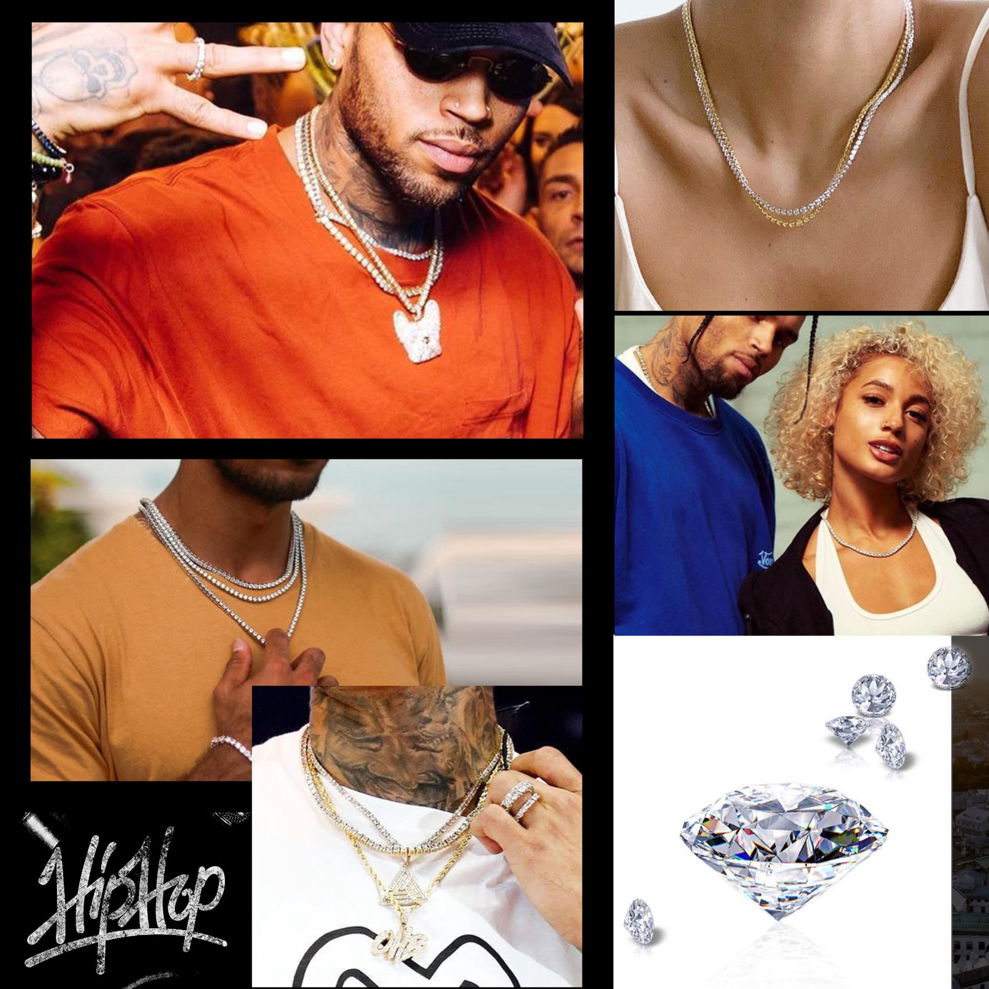 ChainsHouse 14K Gold Plated Tennis Necklace for Women 3mm Width Round Cut Cubic Zirconia Created Diamond Chain Jewelry, 18"