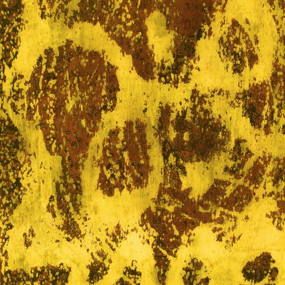 Ahgly Company Indoor Square Abstract Yellow Modern Area Rugs, 6' Square