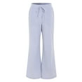 thumbnail image 4 of UngA Womens Casual Pants Womens Palazzo Pants Casual Drawstring Flowy Pants Wide Leg Summer Beach Linen Trousers with Pockets Sky Blue,L, 4 of 6