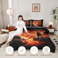 thumbnail image 3 of Metsweet Flame Dragon King Size Comforter Sets 3pcs, Japanese Samurai Comforters King Size, Red Gold Black,Black Reversible,1 Comforter and 2 Pillowcases, 3 of 6