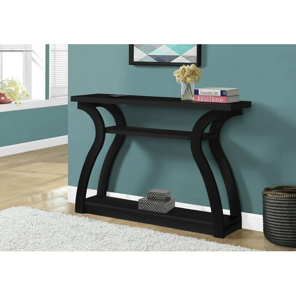 47'' Accent Table, Console, Entryway, Narrow, Sofa, Living Room, Bedroom, Black Laminate, Contemporary, Modern