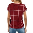thumbnail image 2 of Gvmfive Women's Plaid Check Print Top Casual Short Sleeves Daily Blouse, 2 of 3