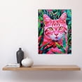 thumbnail image 4 of Artery8 Cat Lover Pet in Fronds Psychedelic Pink Green For Living Room Large Wall Art Poster Print Thick Paper 18X24 Inch, 4 of 5