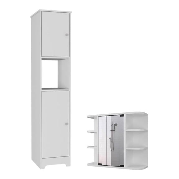 Home Square 2-Piece Set with Linen Cabinet & Medicine Cabinet in White