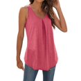 thumbnail image 2 of Baqcunre Tank Tops Women's Fashion Solid Round Neck Swallowtail Sleeveless Top Going Out Tops Plus Size Tops Pink XL, 2 of 9