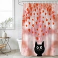 thumbnail image 4 of Valentine's Day Bathroom Shower Curtains with 12 Hooks Polyester Waterproof Shower Curtain for Stalls and Bathtubs Pink Red Love Heart Cartoon Cute Black Cat Decorative Bathroom Curtain 36x72 Inches, 4 of 9