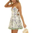 thumbnail image 3 of Opperiaya Robe d'Été Décontractée pour Femmes à Imprimé Floral, Col en V, Dos Nu, Mini Robe à Volants, 3 of 6