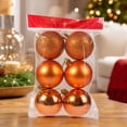 thumbnail image 3 of QISIWOLE Christmas Ball Ornaments Set of 6, Orange Shatterproof Lightweight Tree Balls, 2.36 x 2.36 in Plastic Ornament Set, for Christmas Tree Wreath Garland and Holiday Party Decor, 3 of 6