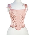 thumbnail image 3 of Elainilye Fashion Corset Tops for Women Casual Lace-up Floral Print Fishbone Court Vintage Corset Bustier Shapewear,Pink, 3 of 9