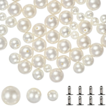 

OUNONA 150 Pairs of Pearl Rivets Faux Pearls Rivets Studs DIY Accessories for Hats Shoes Clothes Bags Bridal Veil