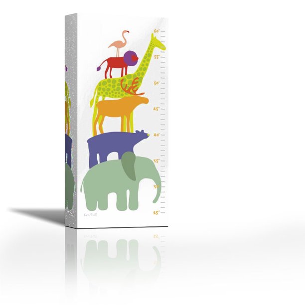 zoo animal growth chart contemporary fine art giclee on canvas gallery wrap wall decor art painting 11 x 27 inch ready to hang walmart com