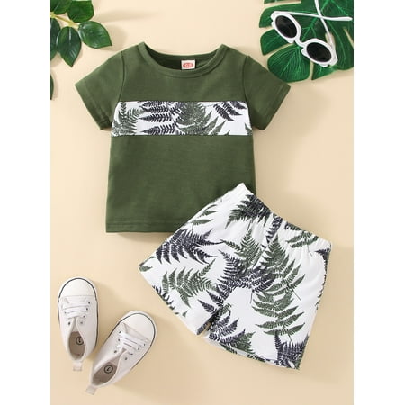 

Short Sleeve Baby Tropical Print Tees T Shirt Shorts S221904X Multicolor 68(3-6M)