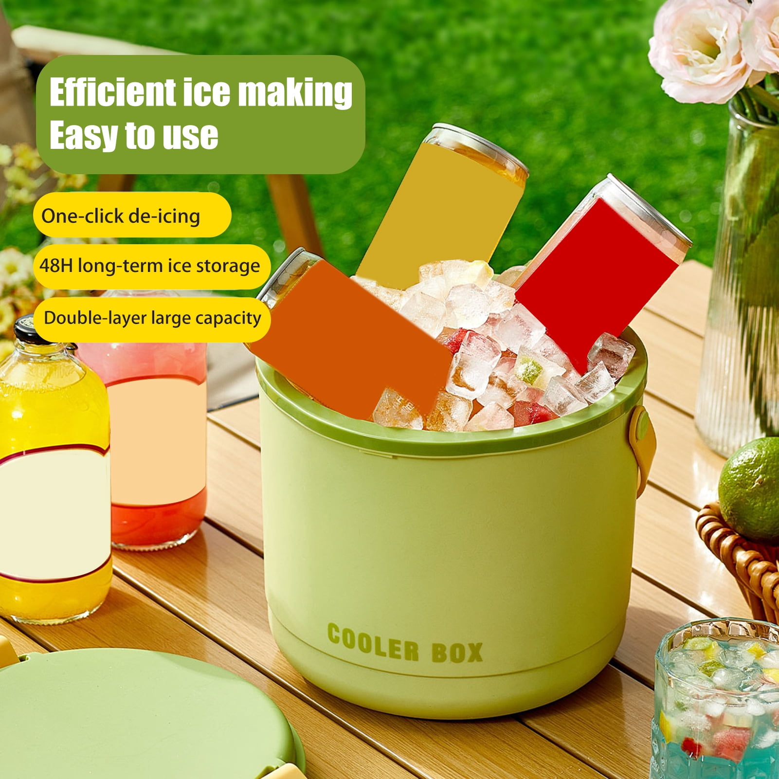Opvise Efficient Ice Cube Maker with Leak-Proof Press-Release Design, Stackable Ice Trays & Bonus Ice Bucket/Shovel for Home, Office, Party