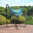 thumbnail image 4 of Sunnydaze Cotton Indoor or Outdoor Hammock Hanging Chair with Stand - Ocean Breeze, 4 of 7