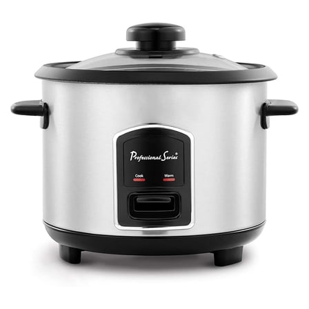 6-Cup Rice Cooker with Glass Lid Stainless Steel
