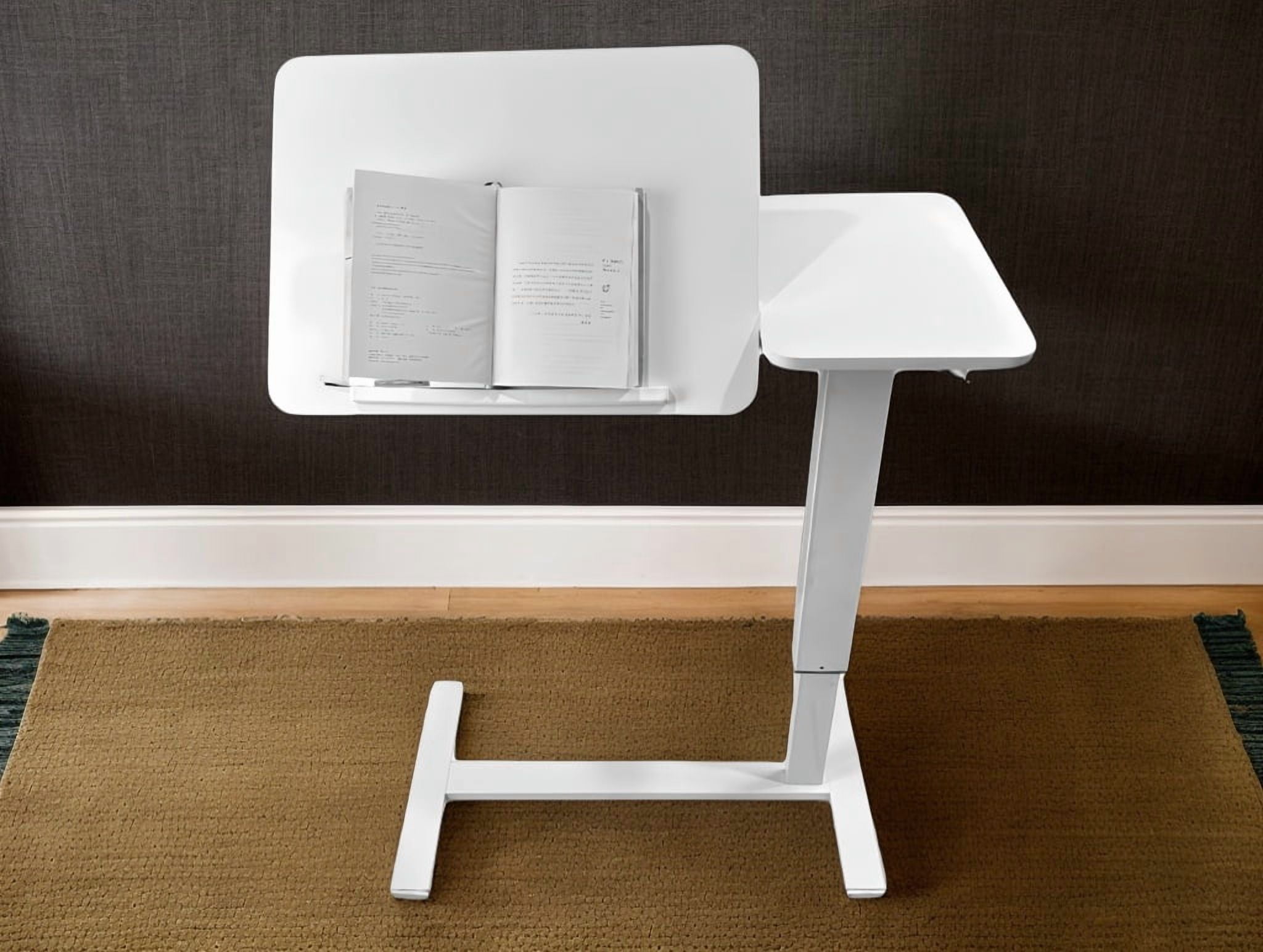 Overbed Bedside Desk, Height Adjustable Rolling Laptop Stand with Tilting Tabletop, Mobile Overbed Tray Table with Wheels, Ergonomic Side Table for Bed Sofa Working Reading Eating