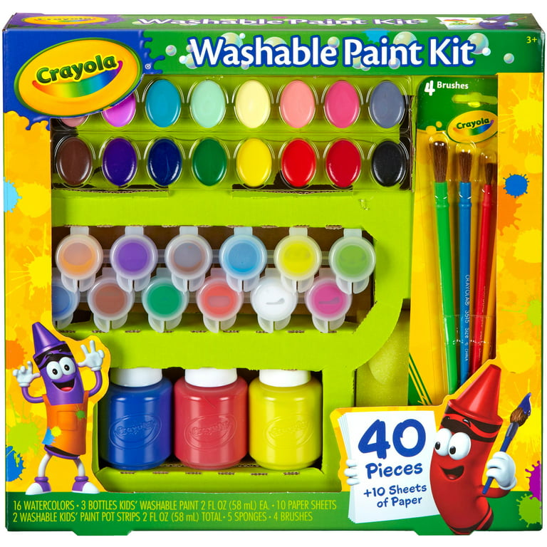 Kids Washable Paint - 18 Kids Paint, 8 Paint Brushes for Kids - Washable  Paint for Kids, 18 Paint Pots for Kids Ultimate Set Washable Paint