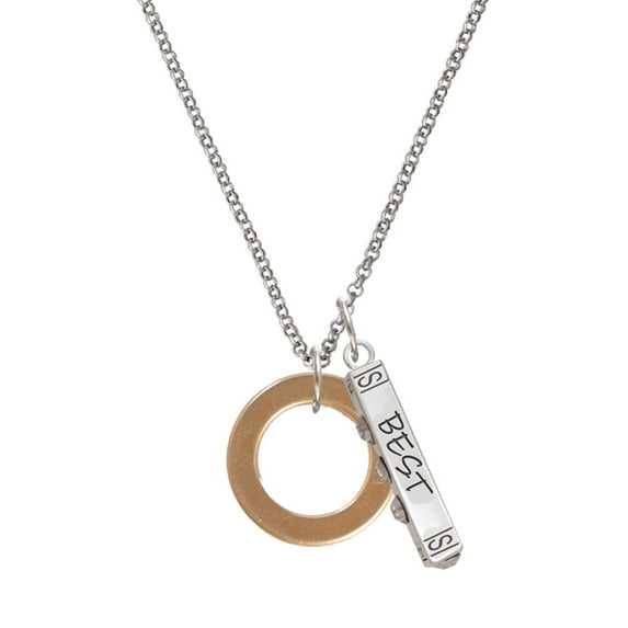 Delight Jewelry Acrylic 7/8" Ring Goldtone Silvertone Best Friends Forever Bar Charm Necklace, 23"