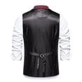 thumbnail image 4 of uikmnh Vests for Men Classic Lapel Retro Patchwork Houndstooth Vest for Men's Stylish Outerwear Wardrobe Size:S, 4 of 8