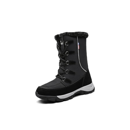 

Ritualay Womens Breathable Snow Boots Comfort Plush Lining Winter Warm Shoes Cold Weather Outdoor Slip Resistant Mid Calf Boot High Top Black 5.5