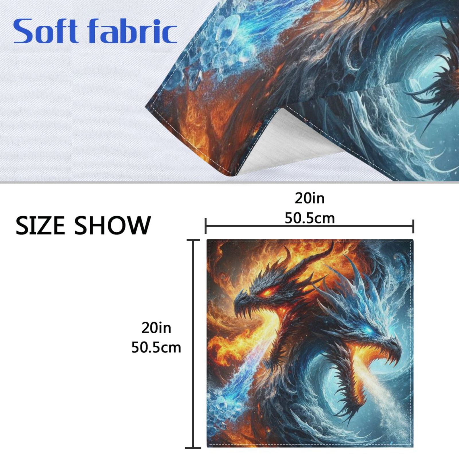 JSTEL Ice & Fire Dragons Cloth Napkins Set of 6, 20x20 Inch Washable and Reusable Napkin for Decoupage Dinner Party Everyday Use