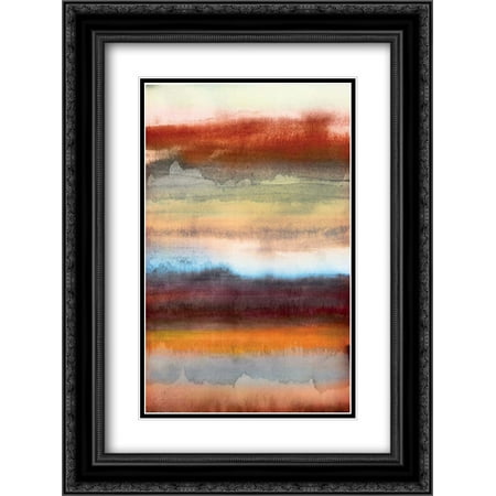 Washed Black Colour - Tribal Colour Wash II 2x Matted 18x24 Black Ornate Framed Art Print by PI Studio
