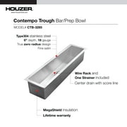 Houzer Contempo Trough 32 inch Stainless Steel Undermount Single Bowl Bar Sink with Strainer & Grid - CTB-3285