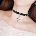 thumbnail image 5 of Guodhu Gothic Cross Choker Necklace Black Geometric Leather Collar Necklace With Rivet Studded Spike,Fashion Punk Jewelry for Women, 5 of 8