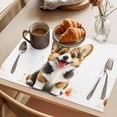 thumbnail image 3 of Cute Sitting Dog Placemats Set of 4 Watercolor Cartoon Puppy Animal Place Mats Indoor Wipeable Table Mats Washable Cloth Dining Table Placemats for Kitchen Holiday Party Home Decor 13x19 Inch, 3 of 9